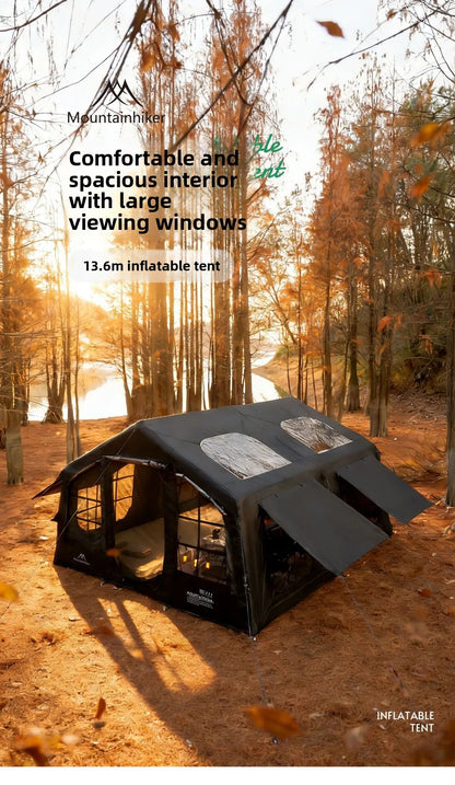 Mountainhiker 13.6㎡ Large Inflatable Tent Outdoor Camping 8-10 Person Tent Rainproof Family Awning Beach Quick Open Fishing Park