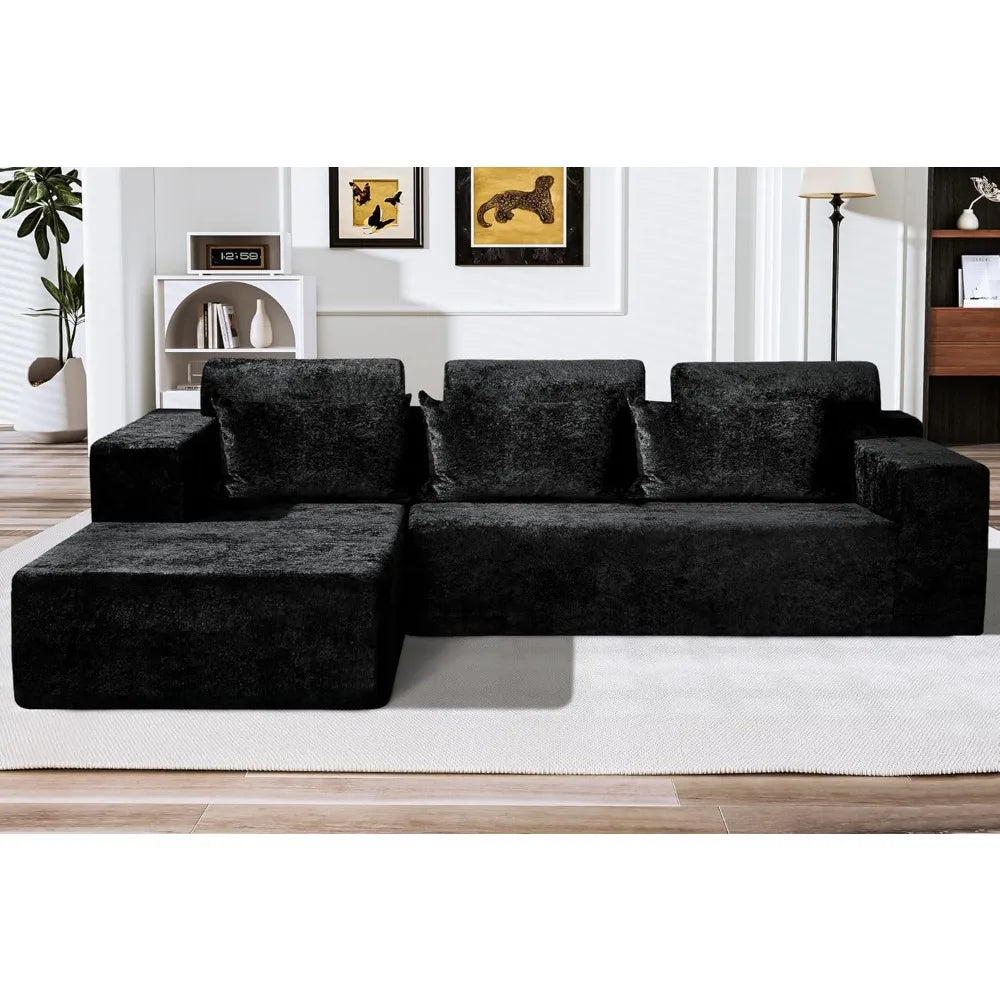 105 L-Shape Modular Sectional Sofa Couch for Living Room, No Assembly Required, Modular Comfy Sofa with Deep Seat