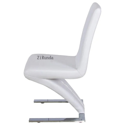 Modern minimalist Z-shaped PU leather metal dining chair, dining room chair