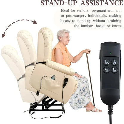 Recliner Chair for Adults, Dual Motor Power Lift Chair, Infinite Position, Lay Flat Lift, Massage and Heating, Exten
