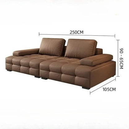 Modern Minimalist New Leather Living Room Lawrence Italian Light Luxury Straight L Shaped Sectional Lazy Soft Tatami Lounge Sofa