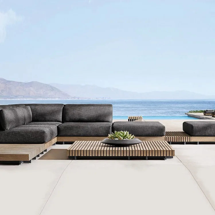 Nordic, outdoor, sofa, hotel, coffee table, outdoor, open-air, villa, solid wood, sofa, combination, courtyard, furniture