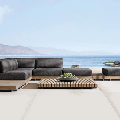 Nordic, outdoor, sofa, hotel, coffee table, outdoor, open-air, villa, solid wood, sofa, combination, courtyard, furniture
