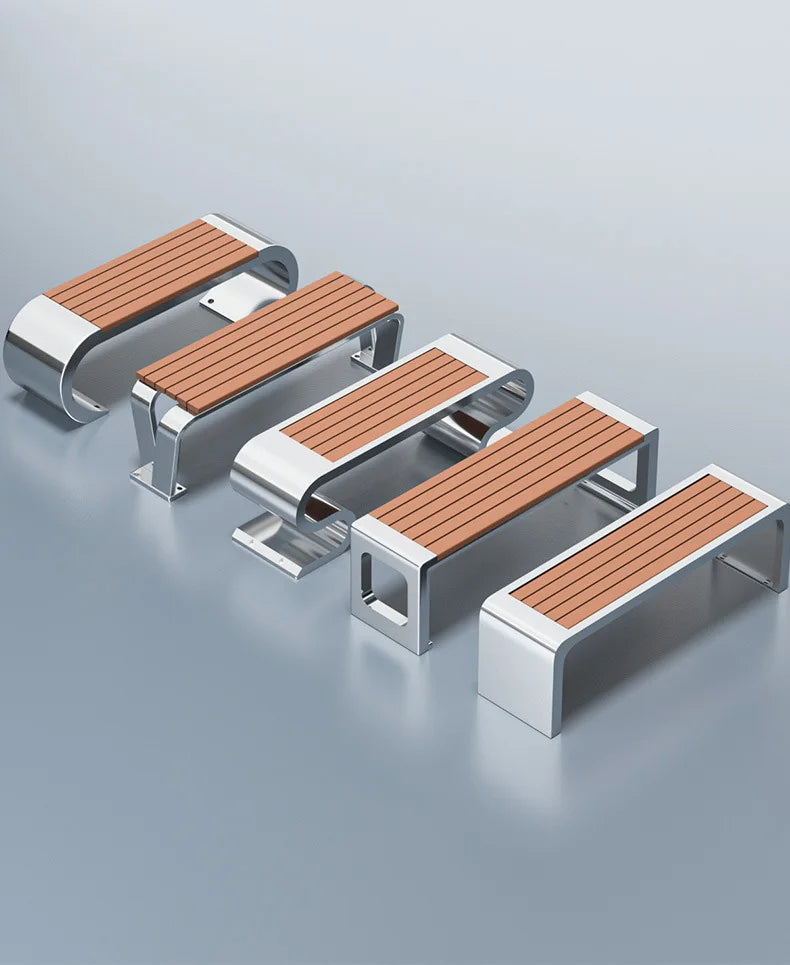 Banc de Patio Anti-Corrosion en acier inoxydable 304, haute qualité, 1.5mm d'épaisseur, mobilier d'extérieur moderne pour salle de sport, centre commercial, supermarché