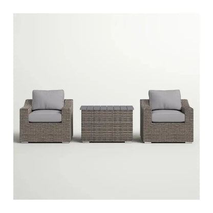 Cozy 2-Person Rattan Wicker Seating Group with Plush Cushions for Outdoor Gatherings - Fully Assembled Patio Furniture Set