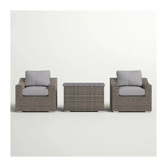 Cozy 2-Person Rattan Wicker Seating Group with Plush Cushions for Outdoor Gatherings - Fully Assembled Patio Furniture Set