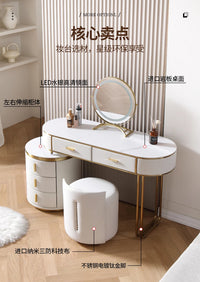 Light Mirror Vanity Table White Minimalist Drawers Storage Dressing Table Desk Makeup Mesa De Maquillaje Bedroom Furniture