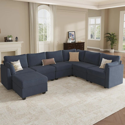 Modular Sectional Sofa Couches, Large Convertible Modular Couches with Storage, 7-Seater Sectional Sofa for Living Room, U Shape