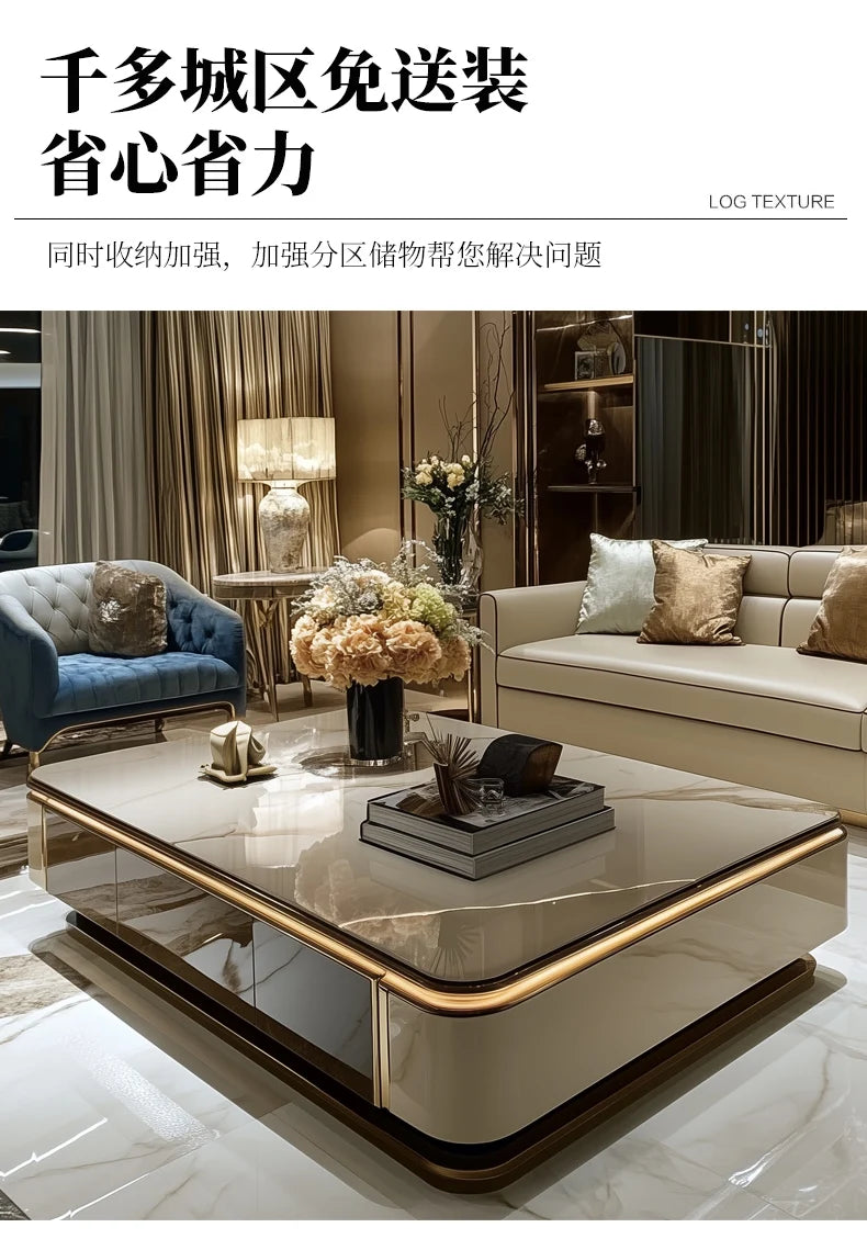 Coffee Table Living Room Household Light Luxury High-end Large Apartment Tea Table Rectangular 2025 New High-end Villa Large