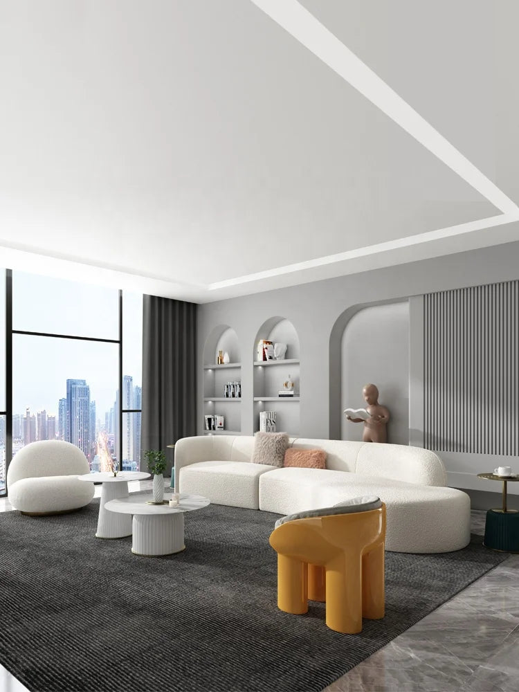 Amigos Furniture Living Room Lounge Furniture Right Chaise Modern Sectional Couch Gray Velvet  Modular Sofa With Ottoman