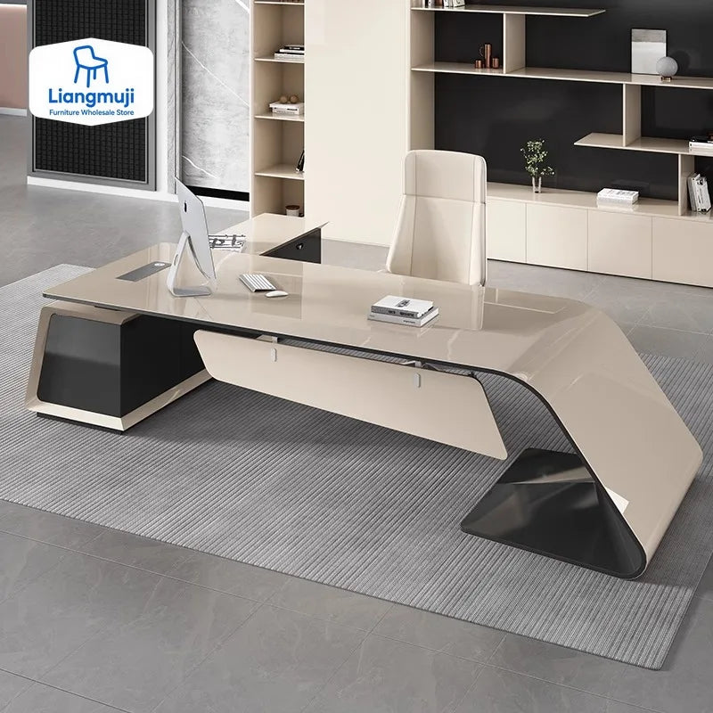 Designer Modern Office Desks Asthetic Luxury Storage Drawers Writing Executive Desk L Shaped Study Escritorios Office Furniture