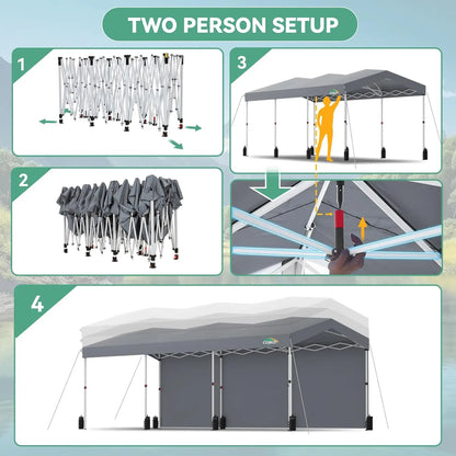 10x30 Pop Up Canopy Tent Waterproof UV50+ with 3 Sidewalls Roller Bag Outdoor Party Commercial Use, Customized