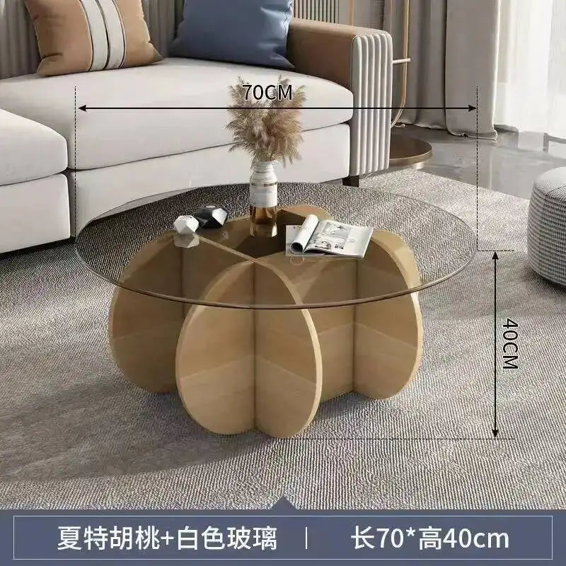 Table basse de salon ronde en verre trempé, design créatif, résistante aux hautes températures, style luxe