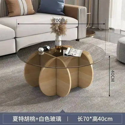 Table basse de salon ronde en verre trempé, design créatif, résistante aux hautes températures, style luxe