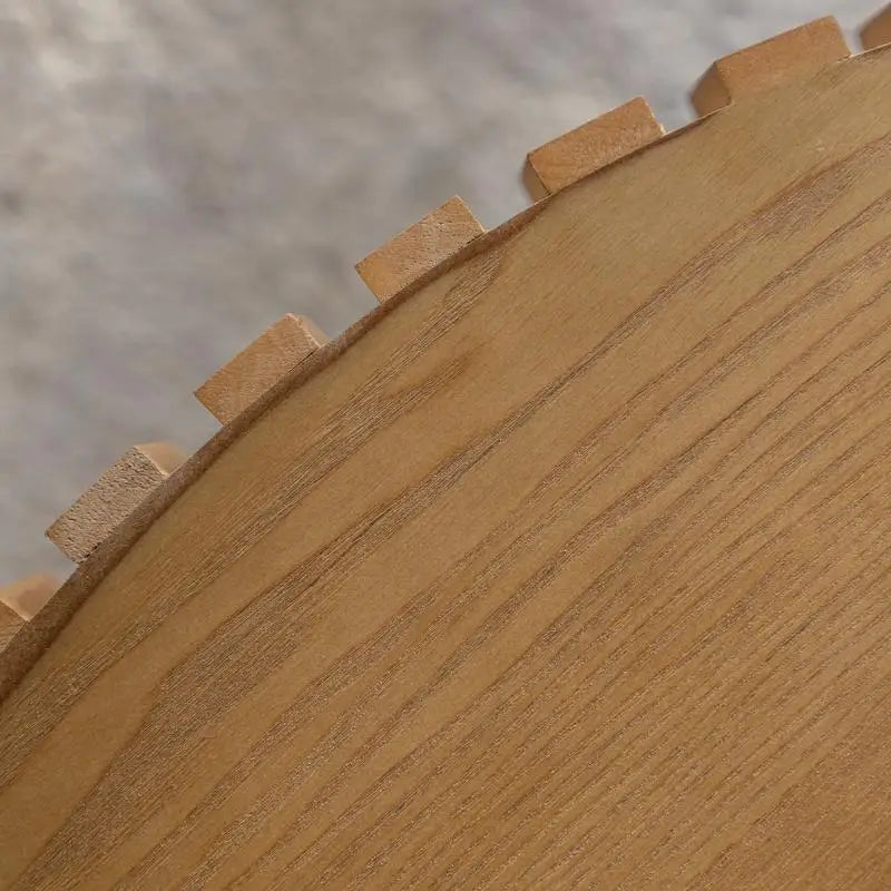 Round Two-Ply Coffee Table, Handcrafted Relief Design, Sturdy Pedestal, Olive-Shaped, Wooden Tea Table for Living Room, Modern