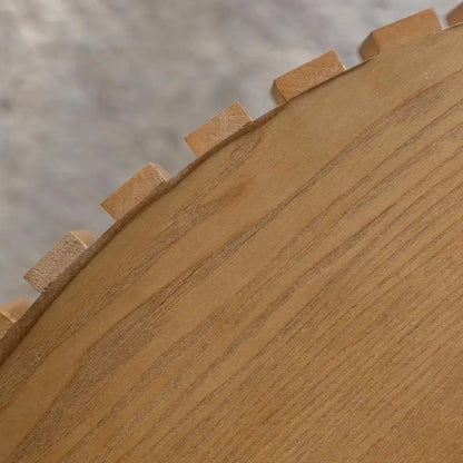 Round Two-Ply Coffee Table, Handcrafted Relief Design, Sturdy Pedestal, Olive-Shaped, Wooden Tea Table for Living Room, Modern