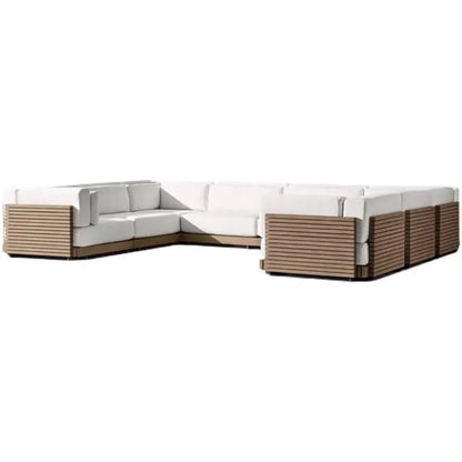 Outdoor Garden Villa Waterproof Teak Aluminum Sofa Sunbed and Coffee Table Combination Furniture
