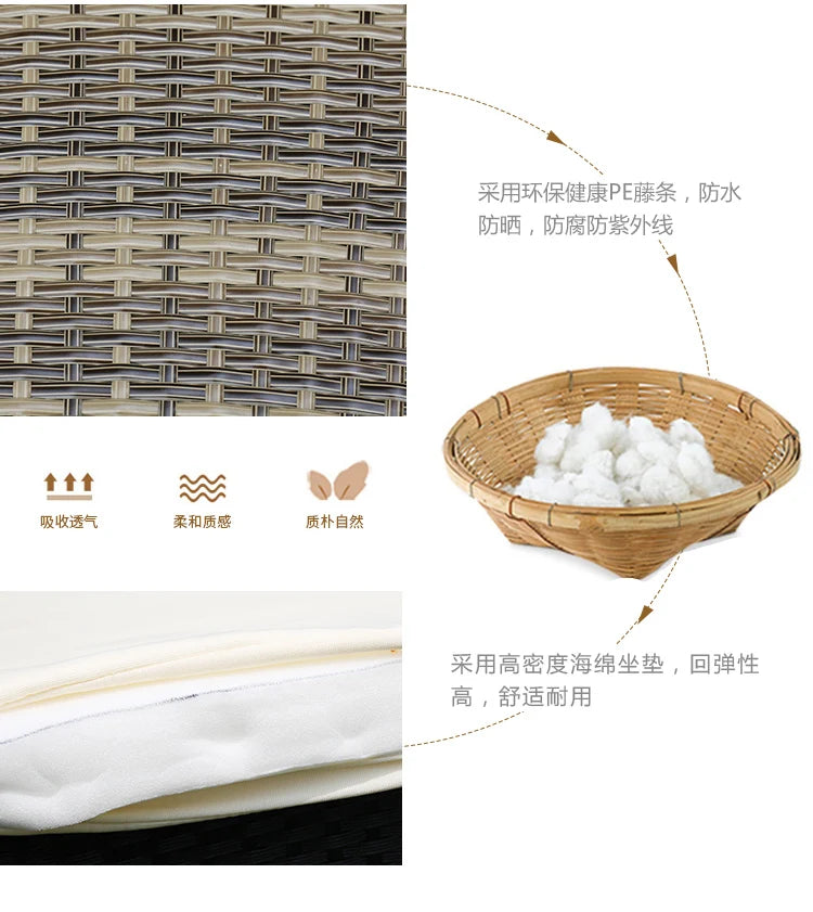 Combination leisure villa, semi-circular rattan sofa outdoor hotel curved living room sofa