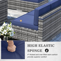 8 Pieces Patio Furniture Set with 44"  Fire Pit Table, Outdoor Sectional Wicker Conversation Sofa Sets with Coffee Table