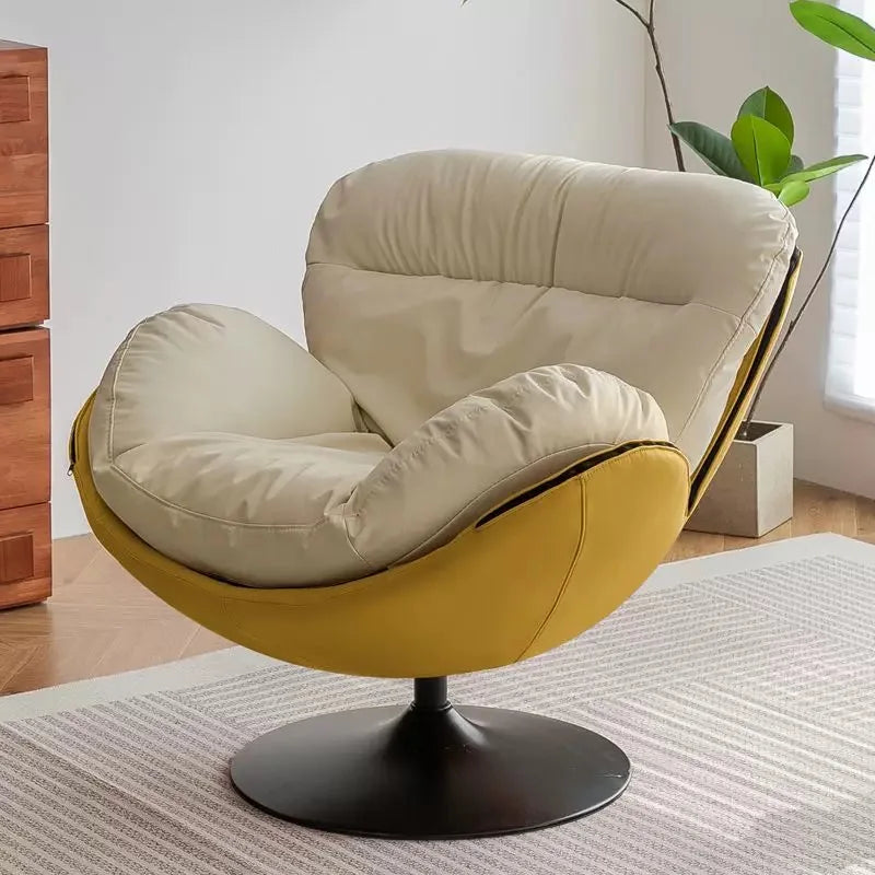 Modern Luxury Rotating Single Sofa Chair Lounge Chair Lazy Recliner Living Room Seat Lounge Bedroom 360 Degree Leather Designer