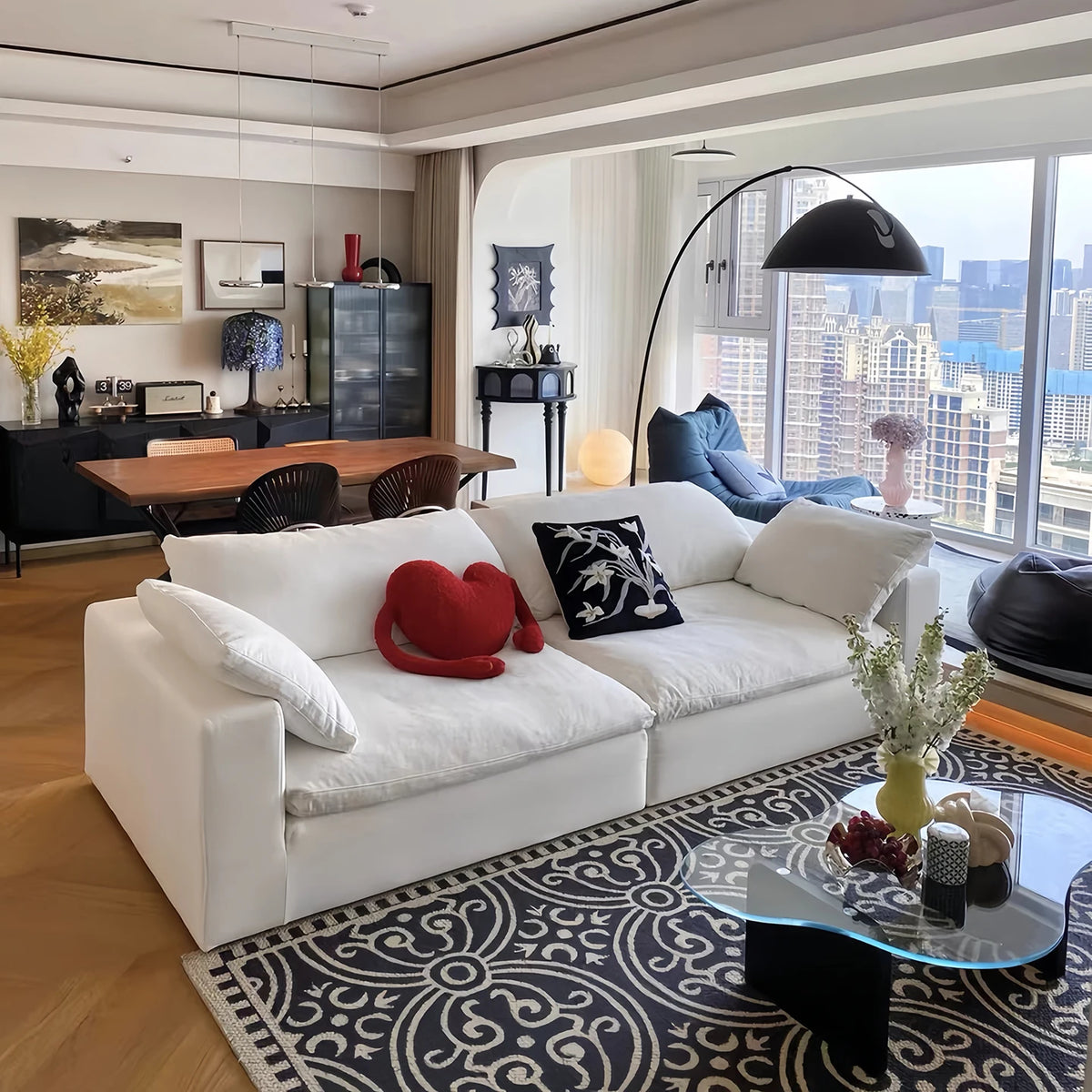 Vacuum compression cloud sofa lazy chenille fabric small apartment living room free combination module sofa furniture