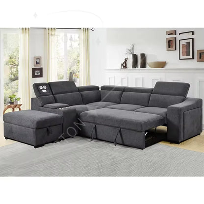 Sofa Furniture Fast Charger Cup Holder Functional Set Has Pull Out Bed and Storage Living Room Sofa