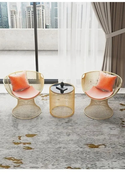 Cream Style Single Sofa Chair Designer Light Luxury Living Room Reception Table Balcony Leisure Table Chair Three Piece Set