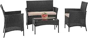 outdoor patio furniture set wicker patio set pe rattan furniture bistro set for outdoor indoor use with loveseats coffee table,