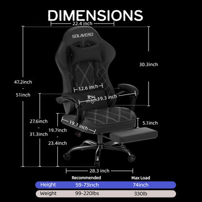 Massage Gaming Chair, Office Chair with Comfortable Velour Upholstery, Height-adjustable Gaming Chair, Ergonomically Designed, Featuring A 360° Swivel Seat & Headrest