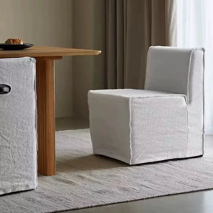 North American wabi style Japanese style white cream linen cotton and linen designer living room B & B straight