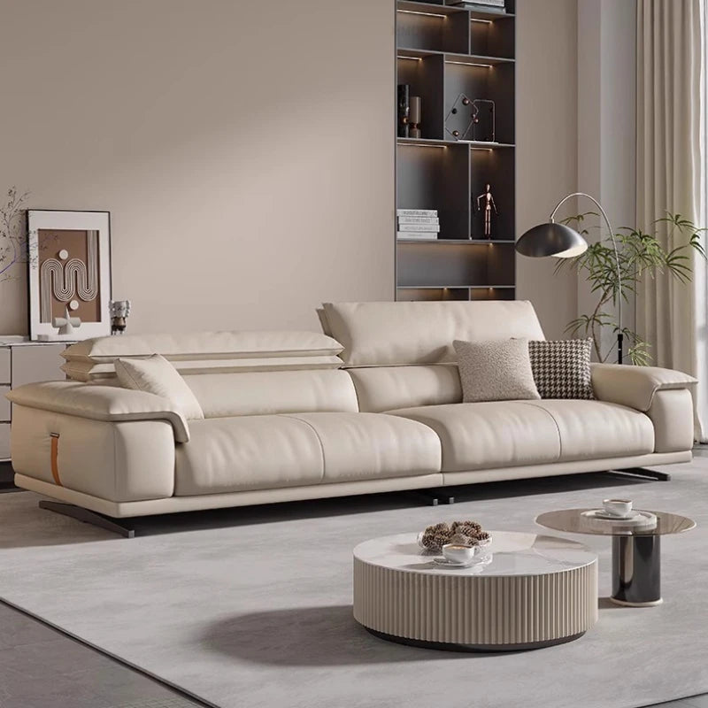 Decoration Genuine Leather Italian Living Room Sofa Luxury Lounge Designer Minimalist Sofas home Modern Family Muebles Furniture