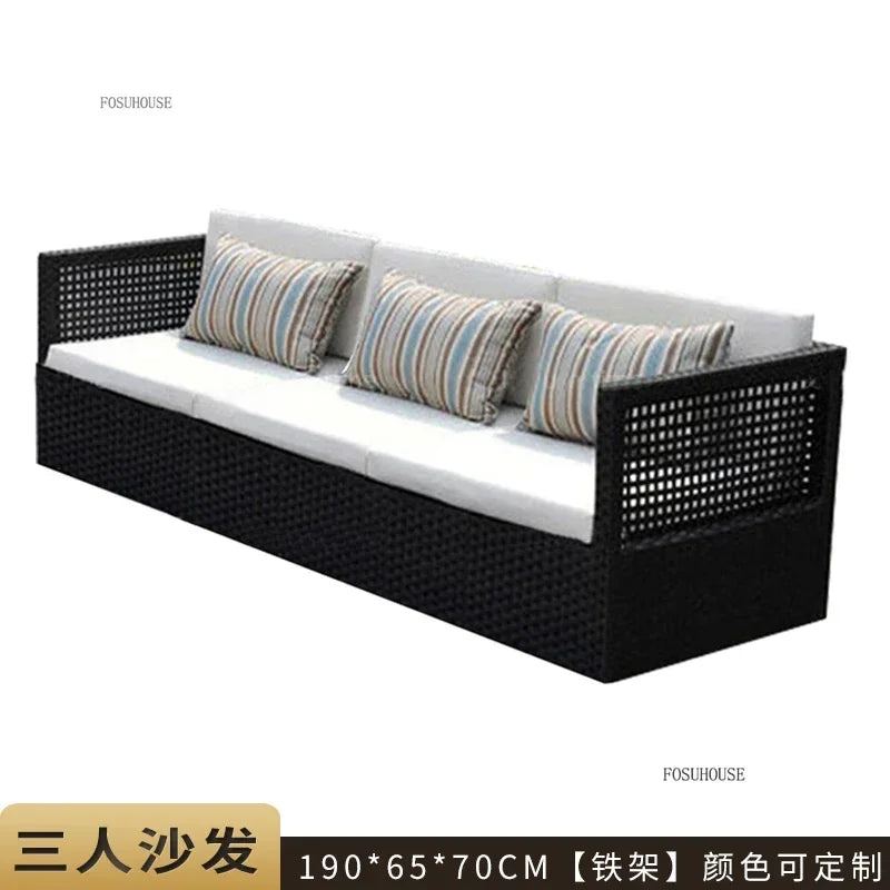 Nordic Outdoor Sofas Courtyard Villa Sun Room PE Rattan Chairs Single Double Terrace Sofa Waterproof Sunscreen Outdoor Furniture