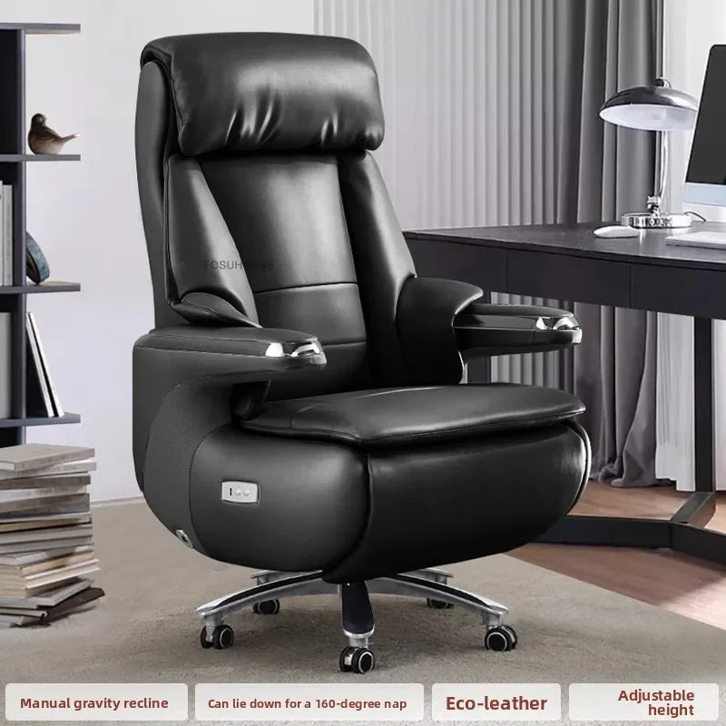 Electric Reclining Office Chairs European Bedroom Furniture Nordic Leather Executive Computer Armchair Home Ergonomic Desk Chair