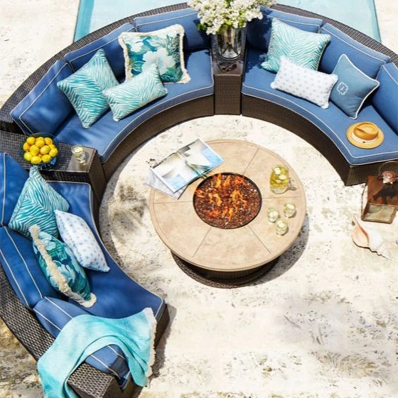 Living Room Combination Garden Sofas Courtyard Simple Lawn Coffee Table Garden Backrest Pe Rattan Furniture Sofá Jardín MHHYSF