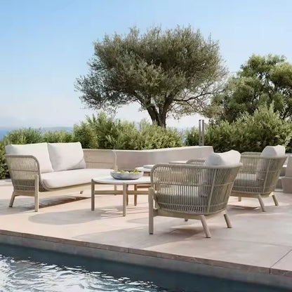Hot Sales Teak Wood Rope Sofa Set For Home And Outdoor For Living Room Courtyard Hotel Villa Farmhouse