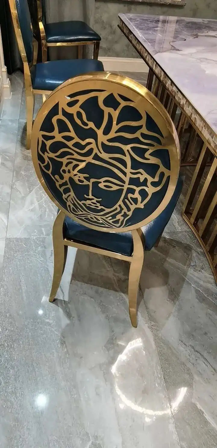 Luxury stainless steel dining chairs, modern home furniture, simple metal back chairs, kitchen fabric dining chairs