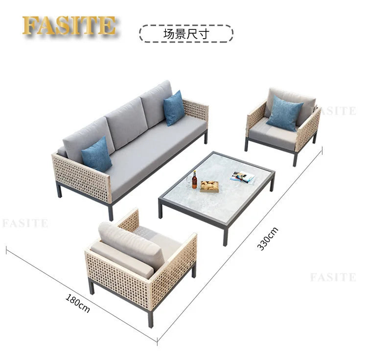 Leisure Style Outdoor Sofa Combination Living Room Balcony Open-air Leisure Rattan Weaving