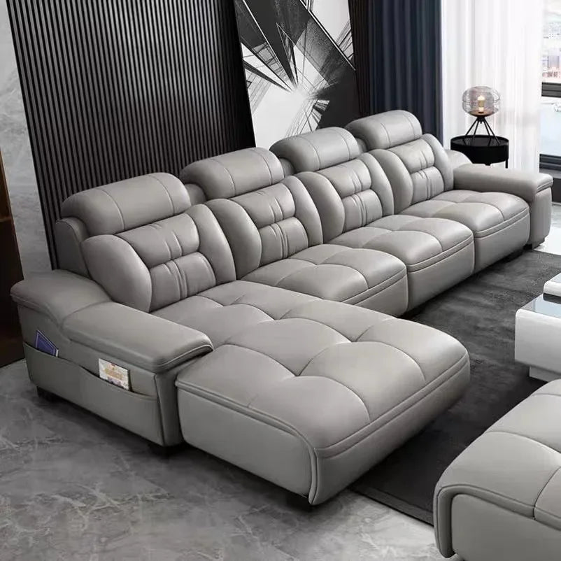 For Modern Luxury Genuine Leather Modular Corner Sofas Beds Sectional L Shape Sofa Couch Set Furniture Living Room Couches
