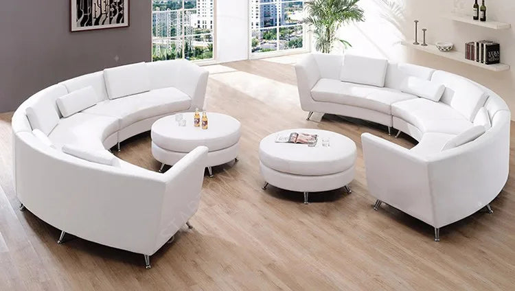 Leather Curved Sectional Sofa Set Low Price Living Room Furniture for Apartment Home Furniture with Sponge Filling