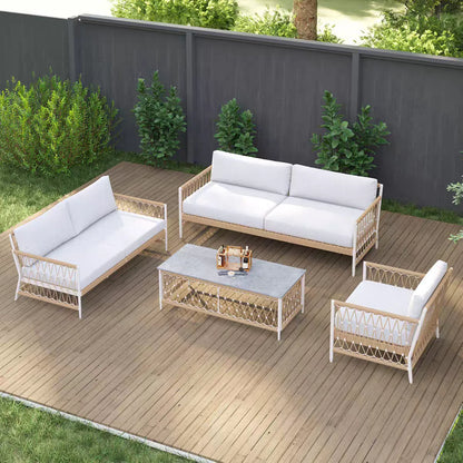 Coffee Table Outdoor Garden Sofas Villa Combination Terrace Waterproof Garden Sofas Hotel Metal Furniture Sofá Jardín MHHYSF