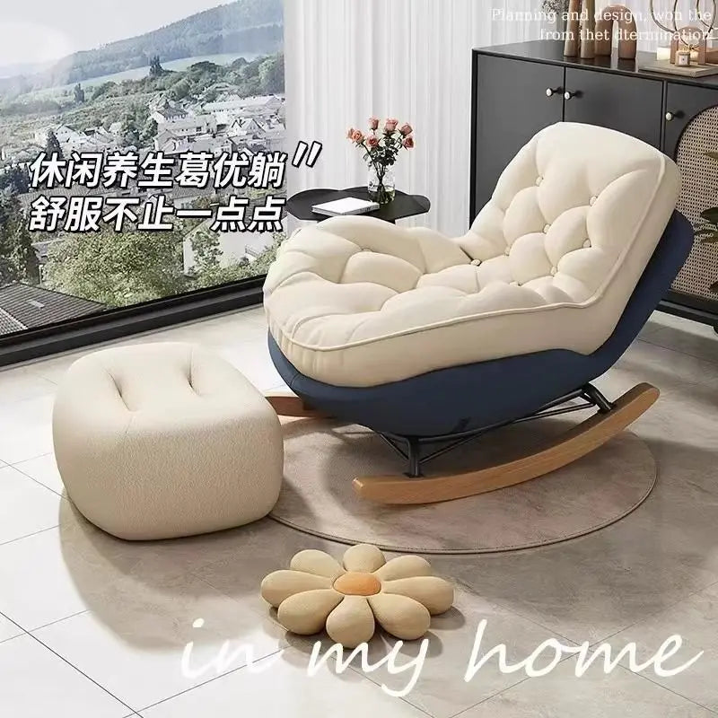 Single Lazy Rocking Chair,internet Famous White Sofa,balcony,living Room,bedroom,Nordic Italian Style Leisure Rocking Chair,sofa