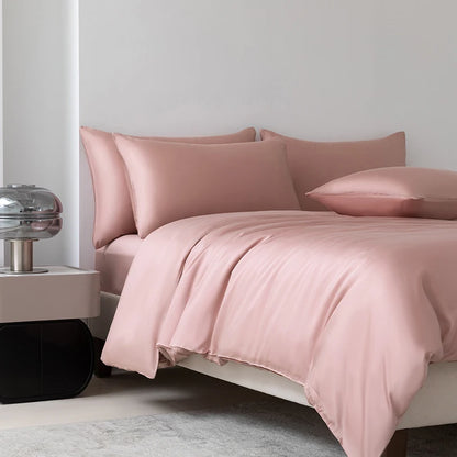 100% Mulberry Silk Bedding Set Solid Color Natural Silk Duvet Cover Set Twin King Queen Size Bed 3pcs/4pcs/5pcs Bed Sheet Set