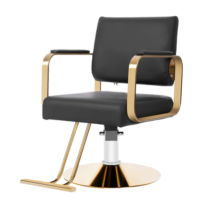 360-Degree Rotating Chair In The Hair Salon 440.92lbs Load 31.9-35.4in Height Black Golden Suitable For Salons Barber Shops Spas