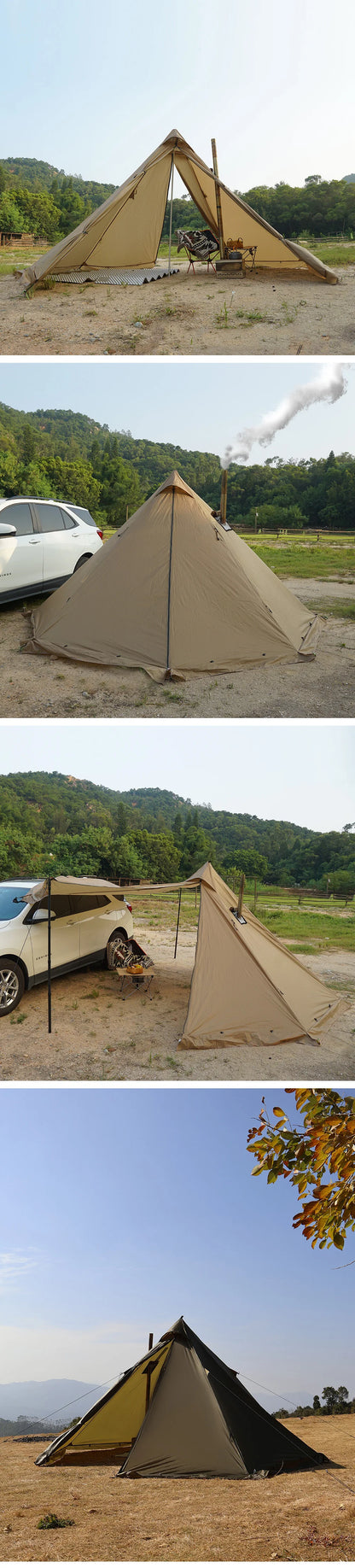4 Season Hot Tent with Stove Jack Winter Teepee Tent Waterproof Camping Tipi Tent for 2 3 4 Person Outdoor Bushcraft Hiking