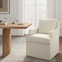 Upholstered Dining Chairs, Modern Kitchen Chairs Dinner Chairs with 4 Casters, Linen Armchair for Bedroom Reading Room Living R