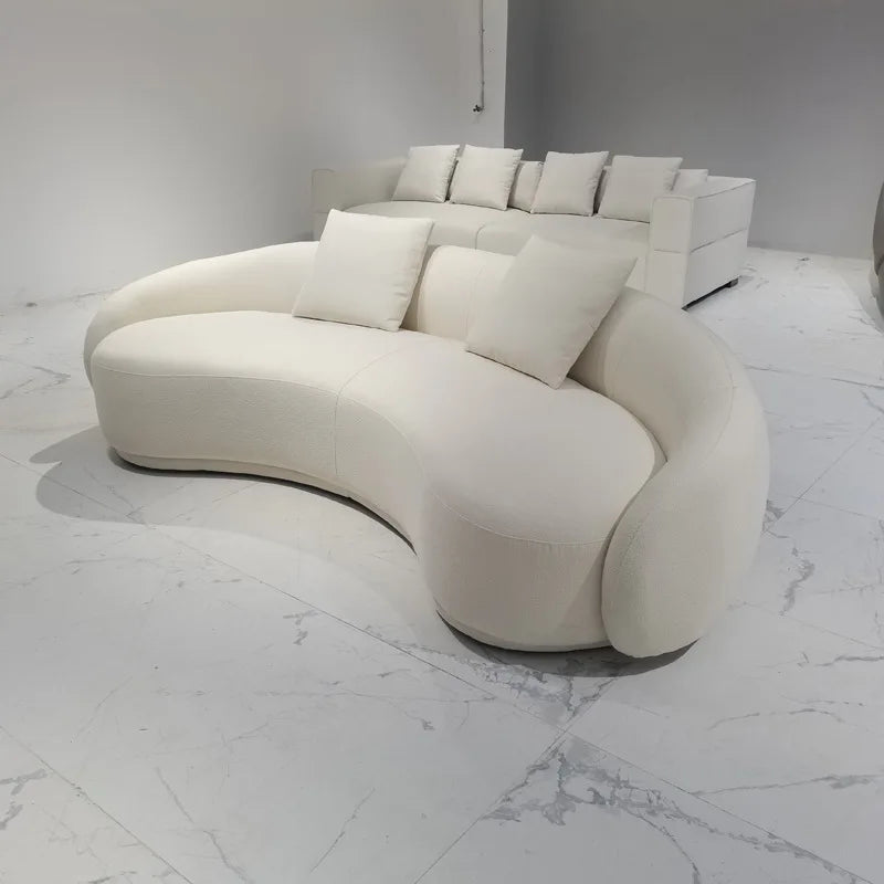 Y  Lamb velvet sofa, living room curved cashew sofa, beauty salon, clothing store, resting area, moon sofa