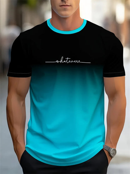 Men's Summer Letter Pattern Printed T-Shirt Men's Breathable Comfortable Simple Round Neck T-Shirt Outdoor Sports Casual Top