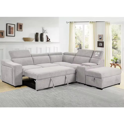 New Design Hot Selling Sofa Furniture Fast Charger Cup Holder Functional Sofa Set Has Pull Out Bed and Storage Living Room Sofa