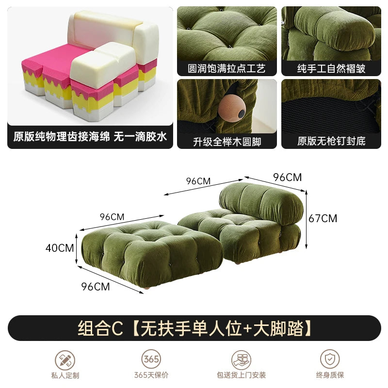 Modern Modular Fabric Sectional Sofa for Small Living Rooms