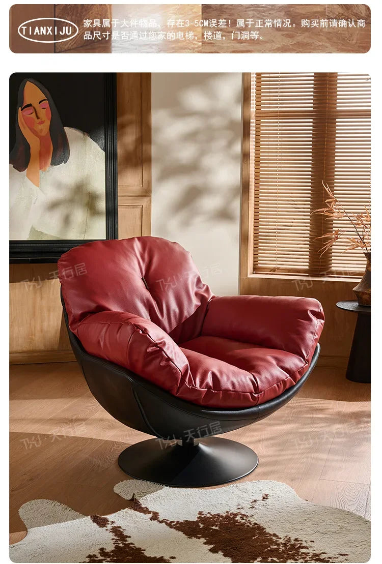 Italian single sofa chair living room designer casual lazy sofa vintage swivel chair